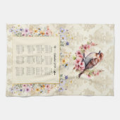2024 Kalender Handdoek Sparrow met Wildbloemen (Horizontaal)