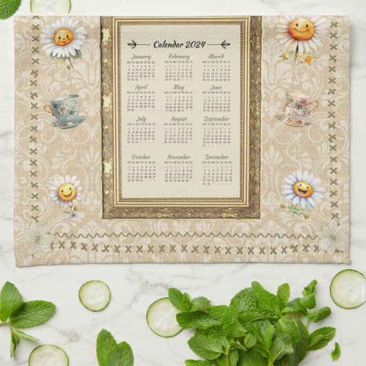 2024 Kalender Handdoek Zaterdag Ochtend Theetijd (Gevouwen)