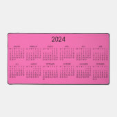 2024 Kalender Hete Roze Kleur Achtergrond Bureaumat (Voorkant)