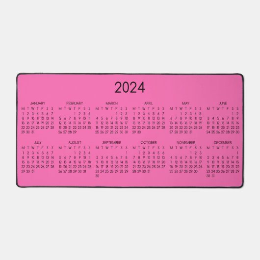 2024 Kalender Hete Roze Kleur Achtergrond Bureaumat (Voorkant)