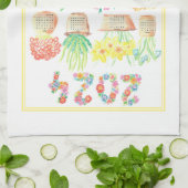 2024 Kalender Keuken Theedoek Bloemen (Gevouwen)