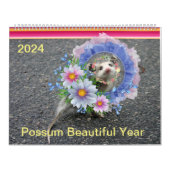 2024 Kalender Kleurrijke Kikker Opossum Bloemen (Hoes)