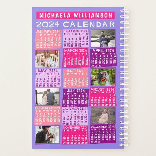 2024 Kalender Leuke Mod 12 Fotocollage Naam Klein Planner (Achterkant)