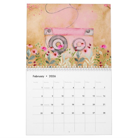 2024 Kalender, Liefde, Waterverf,  Papers Kalender (Feb 2026)