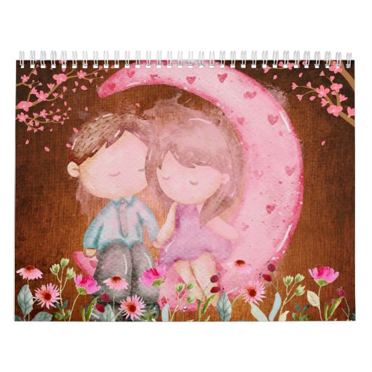 2024 Kalender, Liefde, Waterverf, Papers Kalender (Hoes)