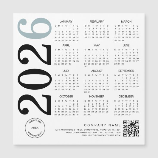 2024 Kalender Logo QR-code Blauw zwart bedrijf (Voorkant)