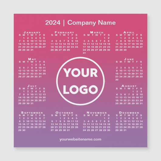 2024 Kalender Logo Roze Paarse Gradient Magnet (Voorkant)