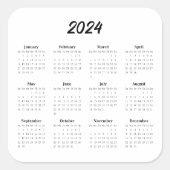 2024 Kalender Maandjaar Vierkante Sticker (Voorkant)