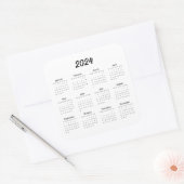 2024 Kalender Maandjaar Vierkante Sticker (Envelop)