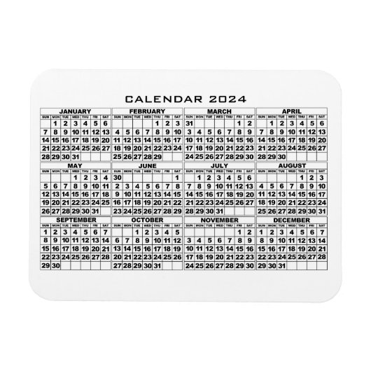 2024 Kalender Magneet Wit (Horizontaal)
