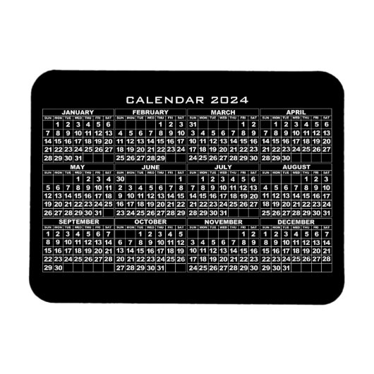 2024 Kalender Magneet Zwart (Horizontaal)