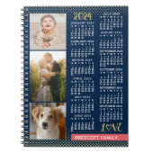 2024 Kalender Marine Koraal Goud Familie Fotocolla Notitieboek (Voorkant)