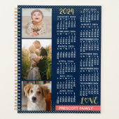 2024 Kalender Marine Koraal Goud Familie Fotocolla Planner (Voorkant)