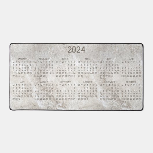 2024 Kalender Marmeren Achtergrond Fotoontwerp Bureaumat (Voorkant)