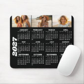 2024 Kalender met 3 Foto Collage - zwart Muismat (Met muis)