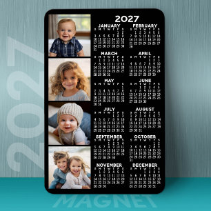2024 Kalender met 4 Foto Collage - zwart Magneet