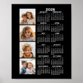 2024 Kalender met 4 foto collage - zwart Poster (Voorkant)