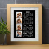 2024 Kalender met 4 foto collage - zwart Poster