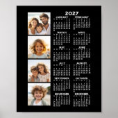 2024 Kalender met 4 foto collage - zwart Poster (Voorkant)