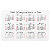 2024 Kalender met Aangepaste Tekst Zwart Rood Wit Magneet (Horizontaal)