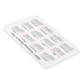 2024 Kalender met Aangepaste Tekst Zwart Rood Wit Magneet (Rechterzijde)