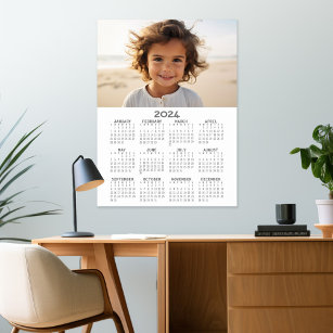 2024 Kalender met Foto Basic Grijs Wit Poster