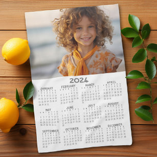 2024 Kalender met Foto Basic Grijs Wit Theedoek