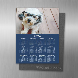 2024 Kalender met Foto Basic Zwart Wit Minimaal Magnetisch Uitwisbaar Vel