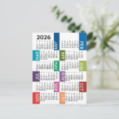 2024 Kalender met funky kleurrijke maanden Briefkaart (Staand voorkant)