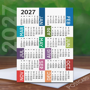 2024 Kalender met funky kleurrijke maanden Briefkaart