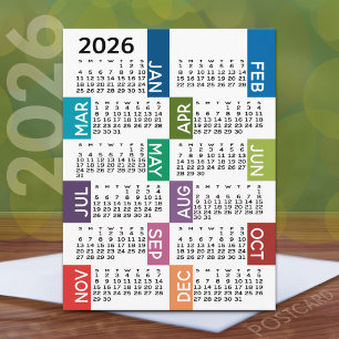 2024 Kalender met funky kleurrijke maanden Briefkaart