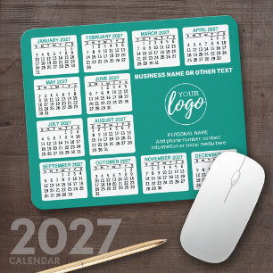 2024 Kalender met logo, Contactgegevens Blauw Muismat