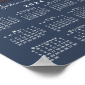 2024 Kalender met Uw Foto en Naam Marine Blauw Poster (Hoek)