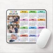 2024 Kalender Minimalist 3 Familie Foto Kleurrijk Muismat (Met muis)