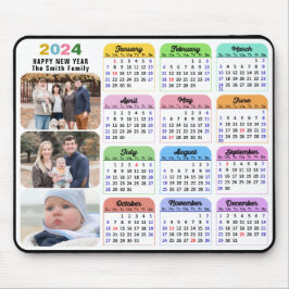 2024 Kalender Minimalist 3 Familie Foto Kleurrijk Muismat
