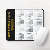 2024 Kalender Modern Goud Script Zwart Minimalist Muismat (Met muis)