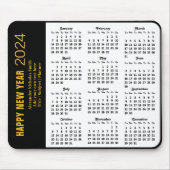 2024 Kalender Modern Goud Script Zwart Minimalist Muismat (Voorkant)