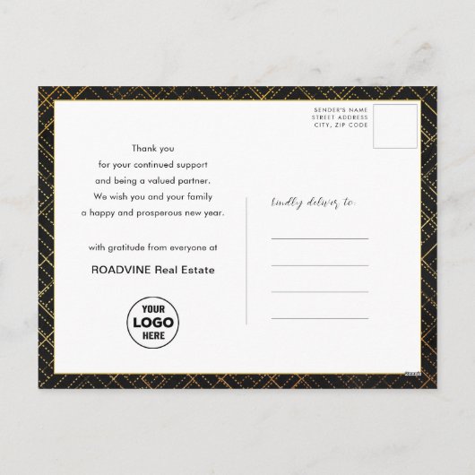 2024 Kalender Modern Goud Zwart Corporate Foto Feestdagenkaart (Achterkant)