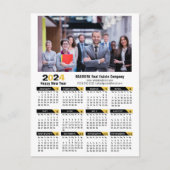 2024 Kalender Modern Goud Zwart Corporate Foto Feestdagenkaart (Voorkant)