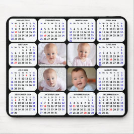2024 Kalender Modern Zwart 4 Familie Foto Eenvoudi Muismat