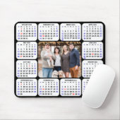 2024 Kalender Modern Zwart 4 Familie Foto Eenvoudi Muismat (Met muis)