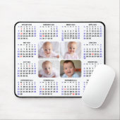 2024 Kalender Modern Zwart 4 Familie Foto Eenvoudi Muismat (Met muis)