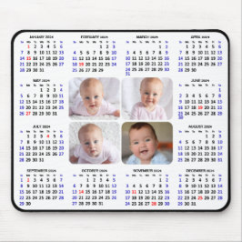 2024 Kalender Modern Zwart 4 Familie Foto Eenvoudi Muismat