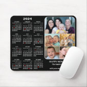 2024 Kalender Modern Zwart 5 Familie Fotocollage Muismat (Met muis)