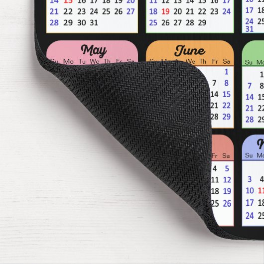 2024 Kalender Modern Zwart 6 Familie Fotocollage Muismat (Hoek)