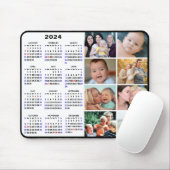 2024 Kalender Modern Zwart 8 Familie Fotocollage Muismat (Met muis)