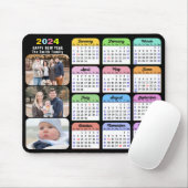2024 Kalender Modern Zwart Familie Foto Kleurrijk Muismat (Met muis)