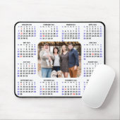 2024 Kalender Modern Zwart Familie Foto Minimalist Muismat (Met muis)