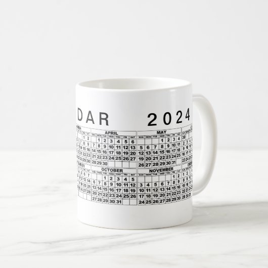 2024 Kalender Mok Zwart Wit (Voorkant rechts)