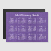 2024 Kalender Motivatie Aangepaste Naam Paarse Mag (Voorkant / Achterkant)